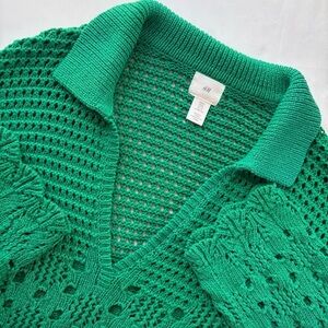 H&M Perforated Cotton Knit Sweater Size XL